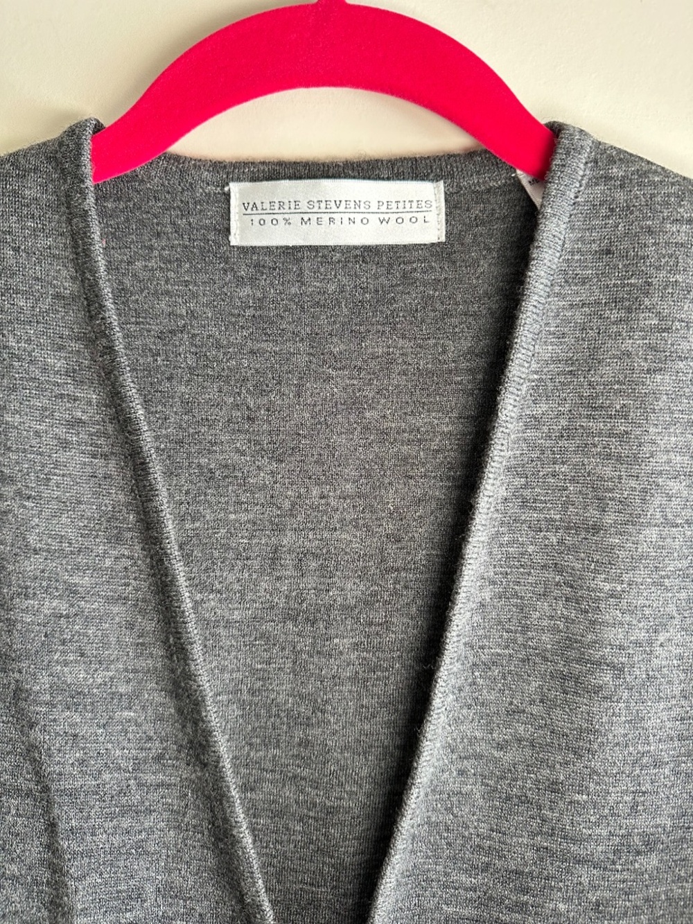 Vintage Grey 100% Merino Wool Sweater Vest Dress Valerie Stevens petite large - Picture 3 of 10